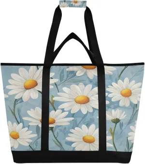 Daisy Reusable Insulated Lunchbox Cooler Bag, Leakproof Kitchen Grocery Bag Collapsible Portable Cooler Tote Bag for Picnic, Camping, Office, Travel