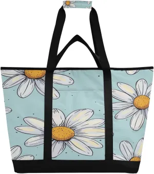 Daisy Reusable Insulated Lunchbox Cooler Bag, Leakproof Kitchen Grocery Bag Collapsible Portable Cooler Tote Bag for Picnic, Camping, Office, Travel