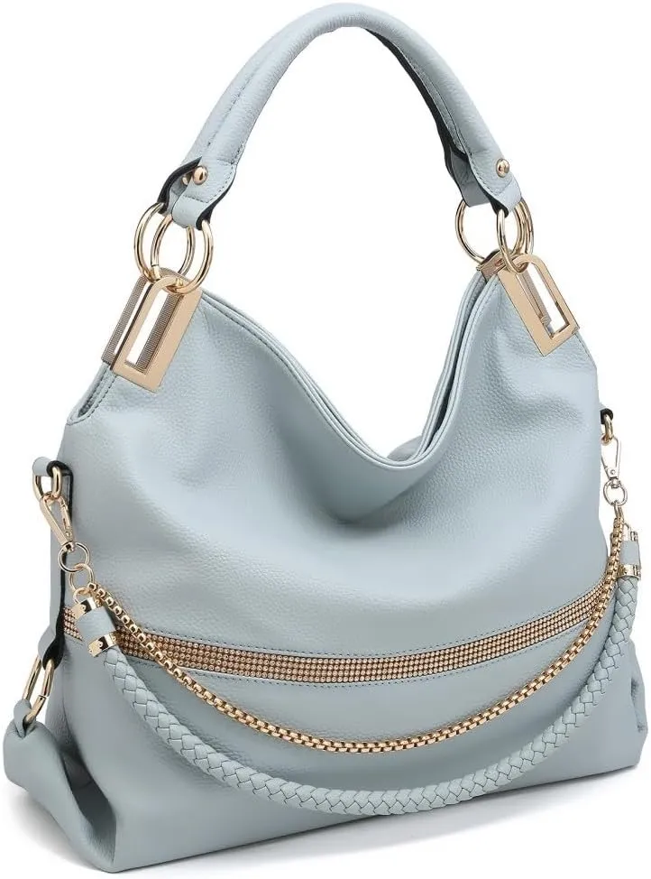 Dasein Purses for Women Vegan Leather Handbags Rhinestones Hobo Bags Tote Purse Shoulder Bag Ladies Handbag