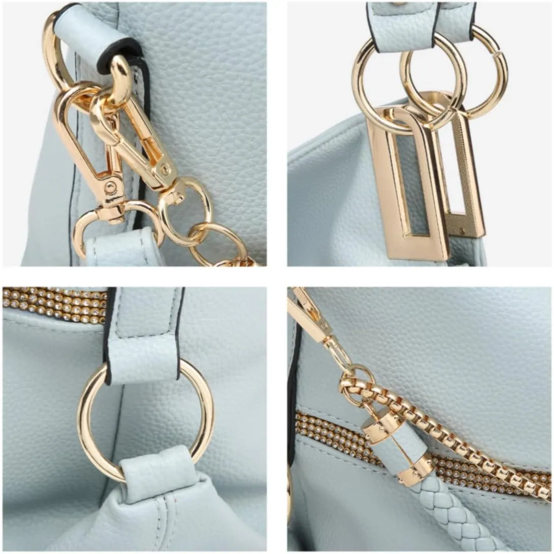 Dasein Purses for Women Vegan Leather Handbags Rhinestones Hobo Bags Tote Purse Shoulder Bag Ladies Handbag