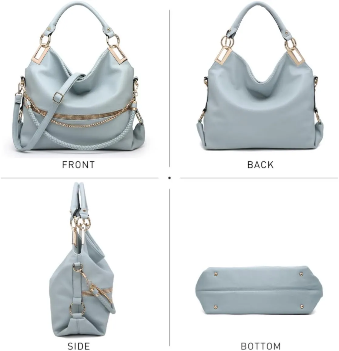 Dasein Purses for Women Vegan Leather Handbags Rhinestones Hobo Bags Tote Purse Shoulder Bag Ladies Handbag