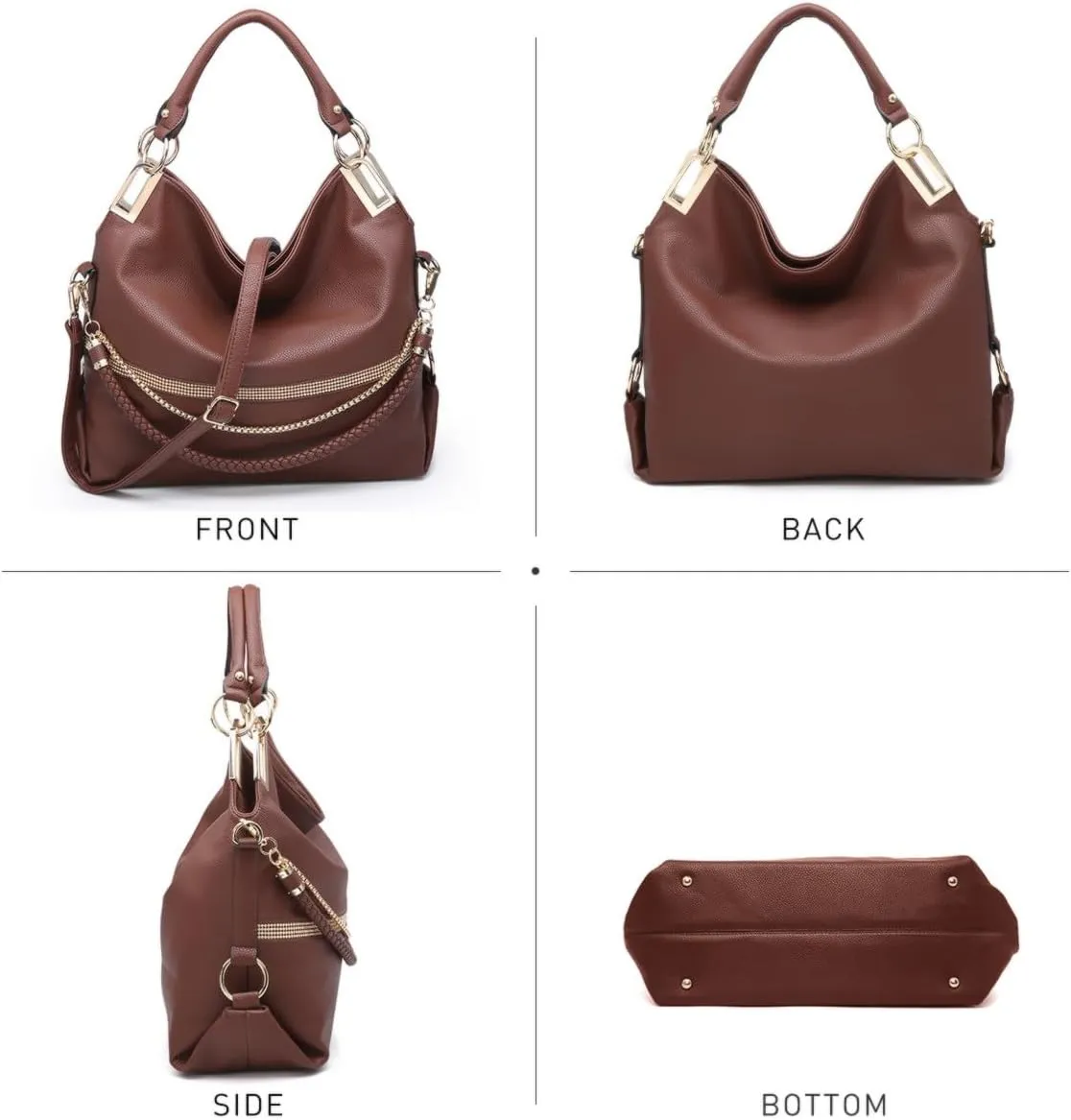 Dasein Purses for Women Vegan Leather Handbags Rhinestones Hobo Bags Tote Purse Shoulder Bag Ladies Handbag