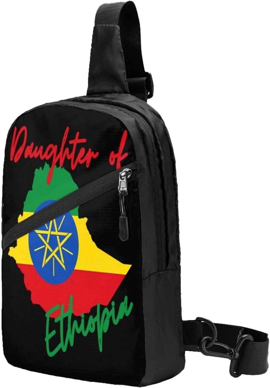 Daughter of Ethiopia Map Flag Portable Crossbody Bag Foldable Sling Bags Sports Gym Chest Daypack Reusable Shoulder Backpack Casual Diagonally Rucksack Fanny Packs