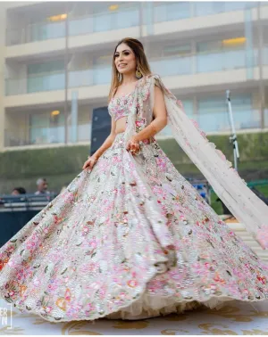 Designer Floral Work Semi Stitched Lehenga Choli
