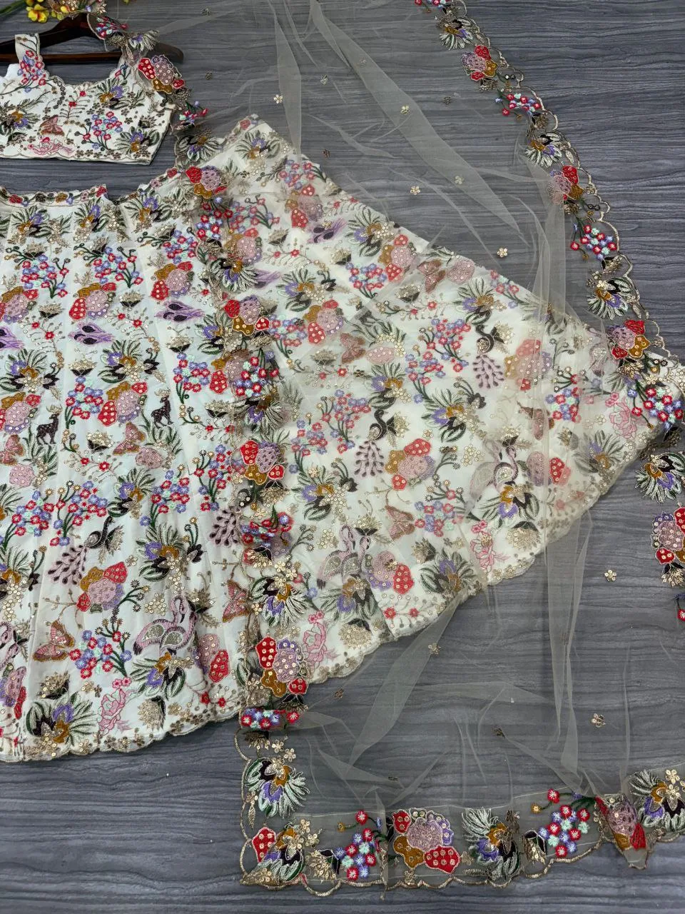 Designer Floral Work Semi Stitched Lehenga Choli