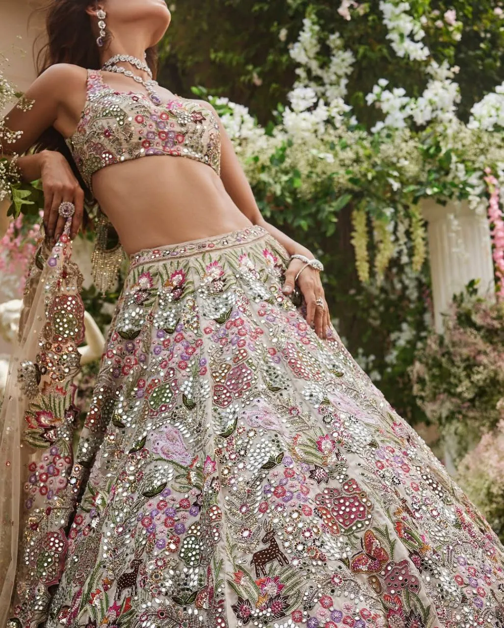 Designer Floral Work Semi Stitched Lehenga Choli