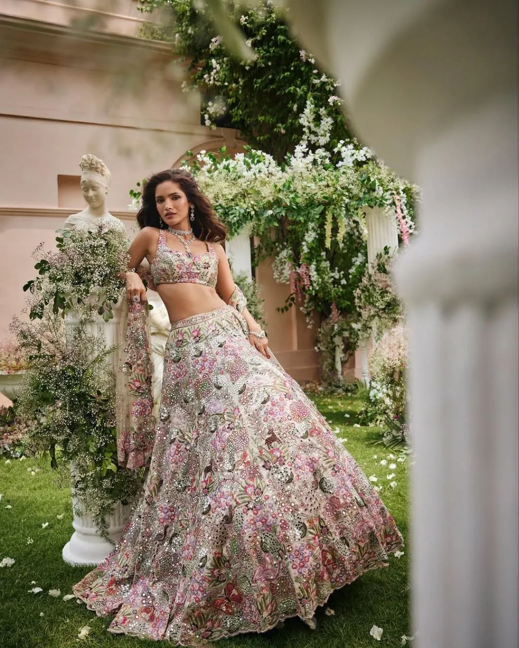 Designer Floral Work Semi Stitched Lehenga Choli