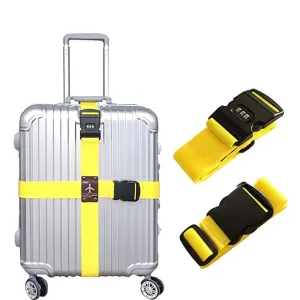 Detachable Cross Travel Luggage Strap Packing Belts Suitcase Bag Security Straps with Lock LXX9