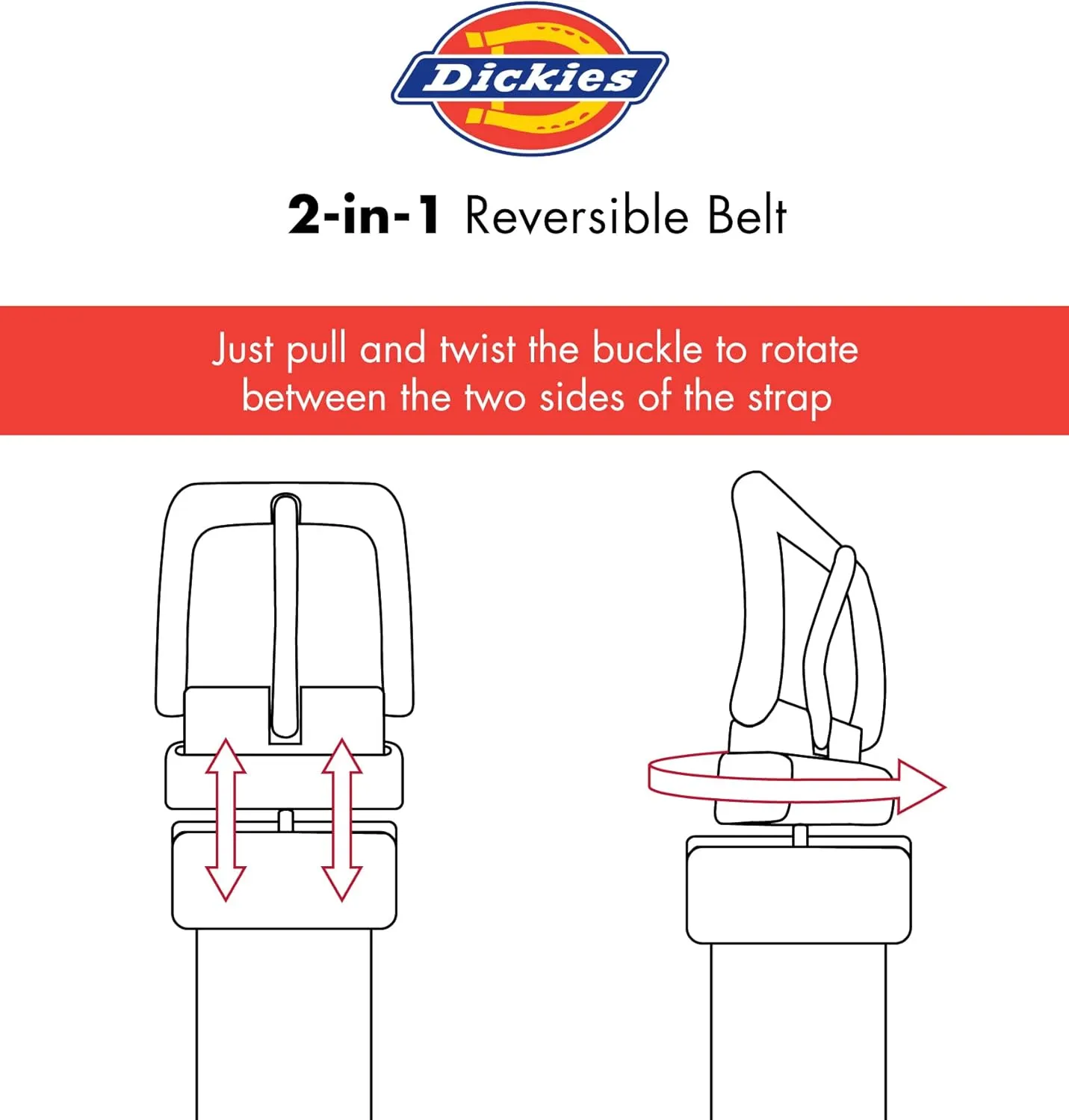 Dickies Men's Two-in-One Reversible Casual Belt