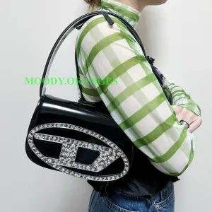 Diesel 1DR Shoulder Bag (Crystal-embellished Logo Plaque)