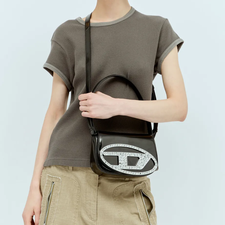 Diesel 1DR Shoulder Bag (Crystal-embellished Logo Plaque)