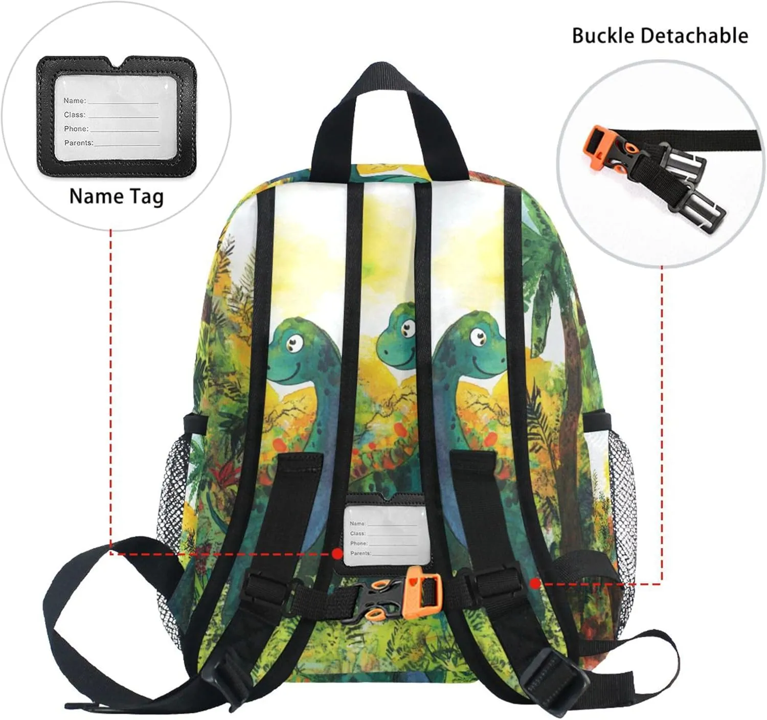 Dinosaur Roaming Prehistoric Jungle Kids Boy Backpack Chest Strap Books Bag for Amusement Park