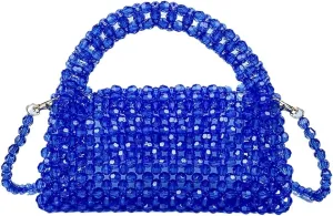 DJBM Women Acrylic Transparent Fancy Luxury Beaded Purse Handmade Crossbody Pearl Bag for Wedding Dating