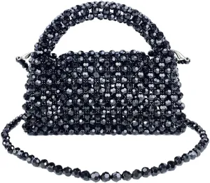 DJBM Women Acrylic Transparent Fancy Luxury Beaded Purse Handmade Crossbody Pearl Bag for Wedding Dating