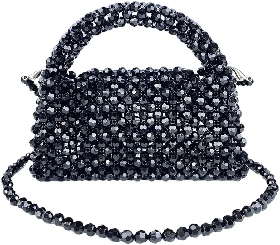 DJBM Women Acrylic Transparent Fancy Luxury Beaded Purse Handmade Crossbody Pearl Bag for Wedding Dating