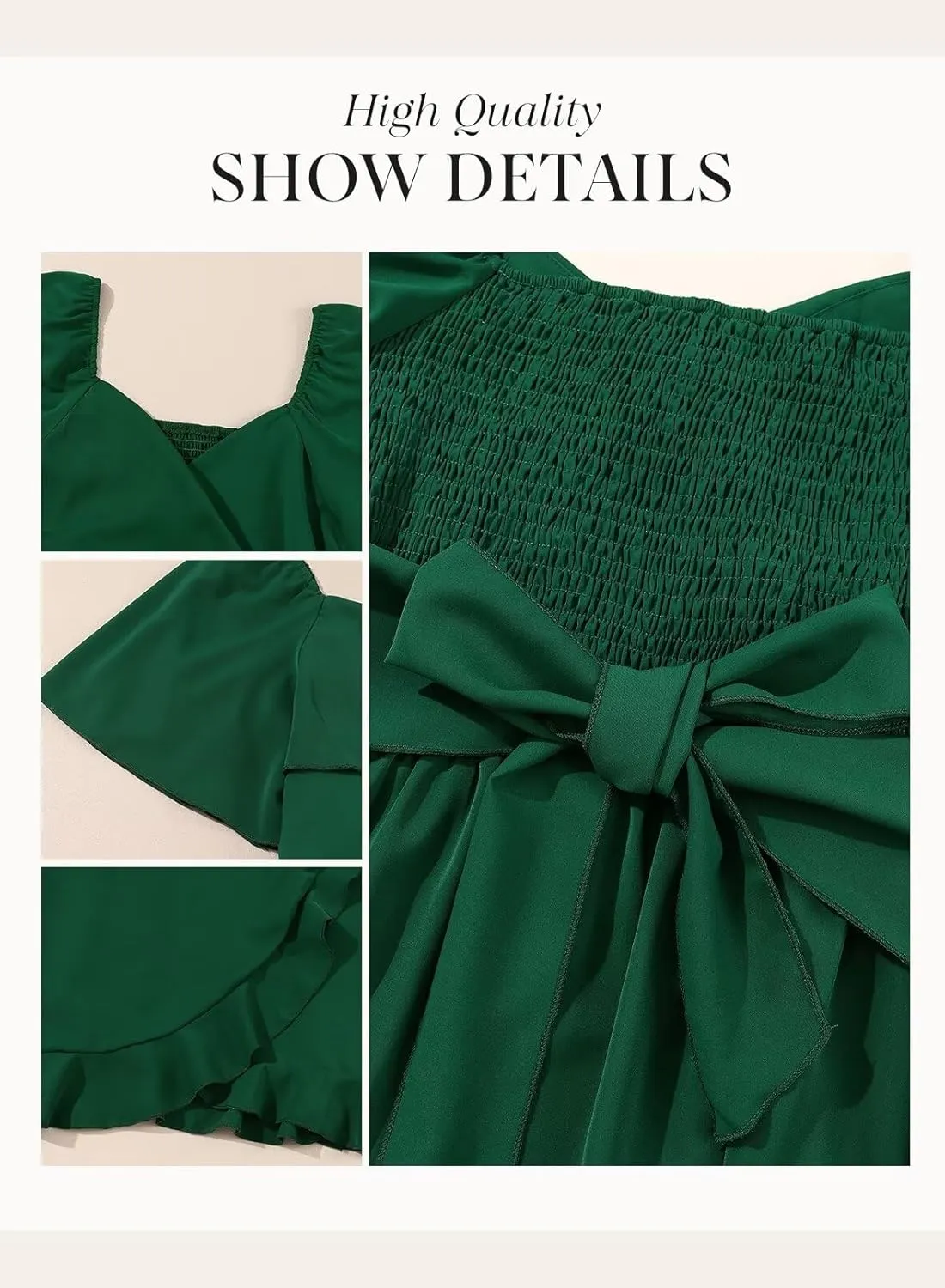 Dokotoo Women's Wrap V Neck Short Flared Sleeve Wedding Guest Dress Smocked Elastic Waist Tiered Belted Ruffle Hem Mini Dress