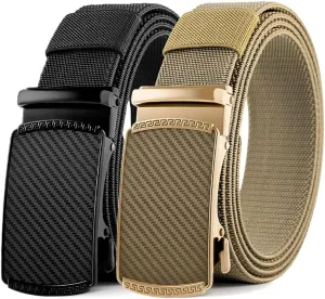 DOOPAI Belt Men, elastic golf belts for men, 2 Pack Nylon Ratchet Belt Mens Belts Casual, Adjustable Trim to Fit