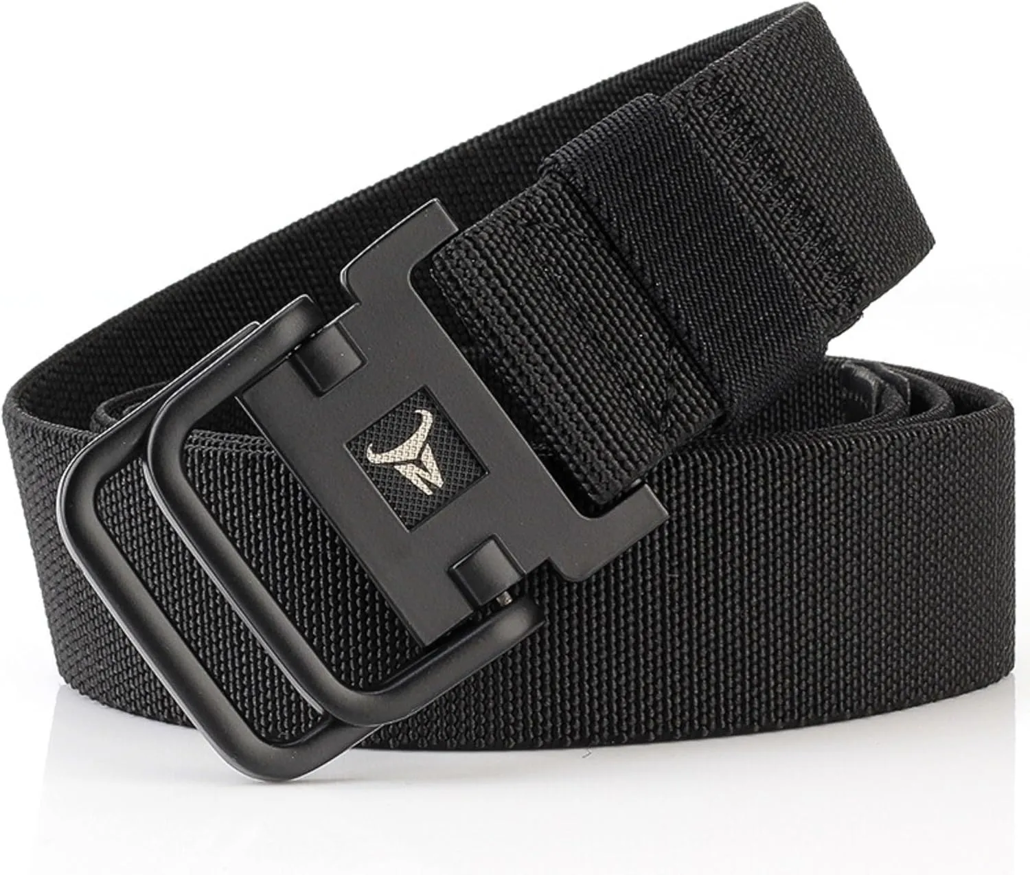 Double D-Ring Elastic Stretch Nylon Web Belt Durable Metal Buckle Travel Fishing