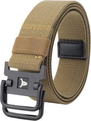 Double D-Ring Elastic Stretch Nylon Web Belt Durable Metal Buckle Travel Fishing