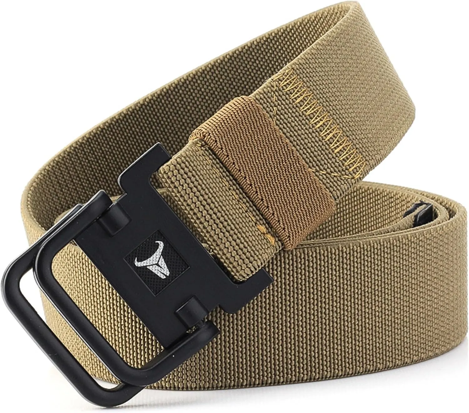 Double D-Ring Elastic Stretch Nylon Web Belt Durable Metal Buckle Travel Fishing