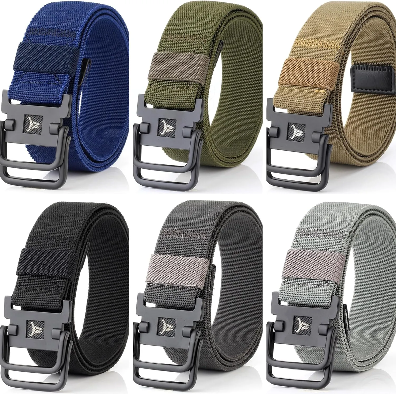 Double D-Ring Elastic Stretch Nylon Web Belt Durable Metal Buckle Travel Fishing