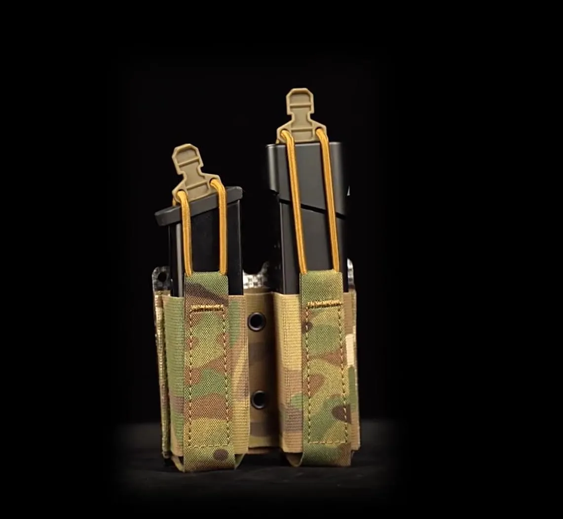 Double Elastic Pistol Pouch,9mm Tactical Belt Magazine Holder Gap Molle Mag Bag