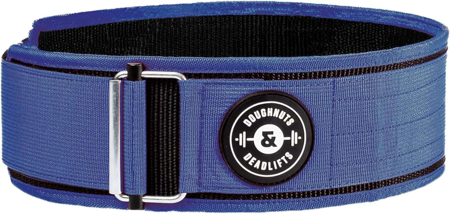 Doughnuts & Deadlifts Quick Locking Weight Lifting Belt for Bodybuilding, Powerlifting, Cross Training - 4-Inch, Nylon, Metal Buckle