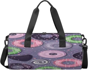 Doughnuts Travel Duffel Bag Delicious Colorful Dim Sum Sports Gym Bag Men Women Sports Travel Luggage Bag 17.6”×9”×9 “ Duffel Bag Weekend Overnight Gym Bag Nvenient For Carrying