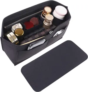 Doxo Purse Organizer Insert Handbag&Tote Large with Zipper Bag in Bag Fit Speedy 30 and Neverfull PM/Saint Louis PM & Base Shaper 2pc Set(Large-Black-Combination)