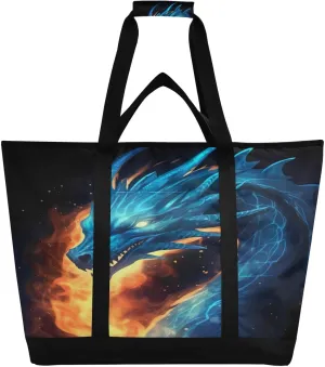 Dragon Reusable Insulated Lunchbox Cooler Bag, Leakproof Kitchen Grocery Bag Collapsible Portable Cooler Tote Bag for Picnic, Camping, Office, Travel