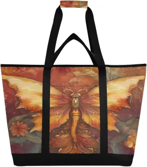 Dragonfly Totem Reusable Insulated Lunchbox Cooler Bag, Leakproof Kitchen Grocery Bag Collapsible Portable Cooler Tote Bag for Picnic, Camping, Office, Travel