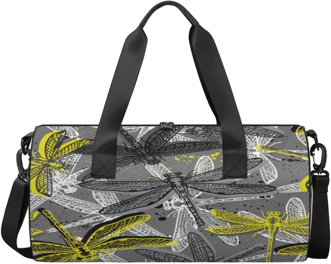 Dragonfly Wings Travel Duffel Bag Sketch Dragonfly Sports Gym Bag Men Women Sports Travel Luggage Bag 17.6”×9”×9 “ Duffel Bag Weekend Overnight Gym Bag Nvenient For Carrying