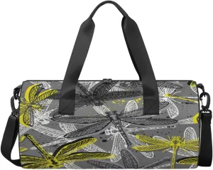 Dragonfly Wings Travel Duffel Bag Sketch Dragonfly Sports Gym Bag Men Women Sports Travel Luggage Bag 17.6”×9”×9 “ Duffel Bag Weekend Overnight Gym Bag Nvenient For Carrying