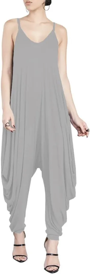 Dreamskull Women's Punk Spaghetti Strap Jumpsuit V Neckline Comfy Loose Harem One Piece Romper…