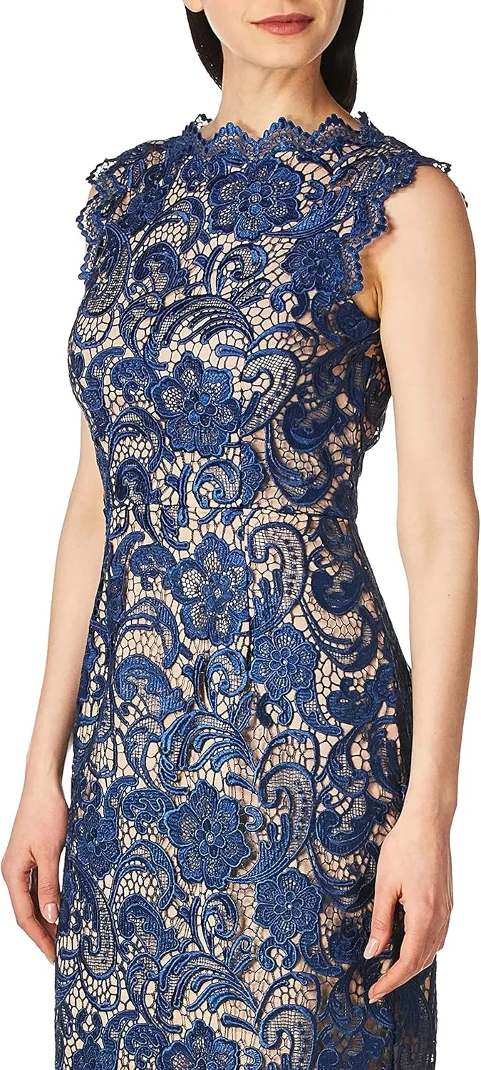 Dress the Population Women's Claudette Lace Sheath Midi Dress