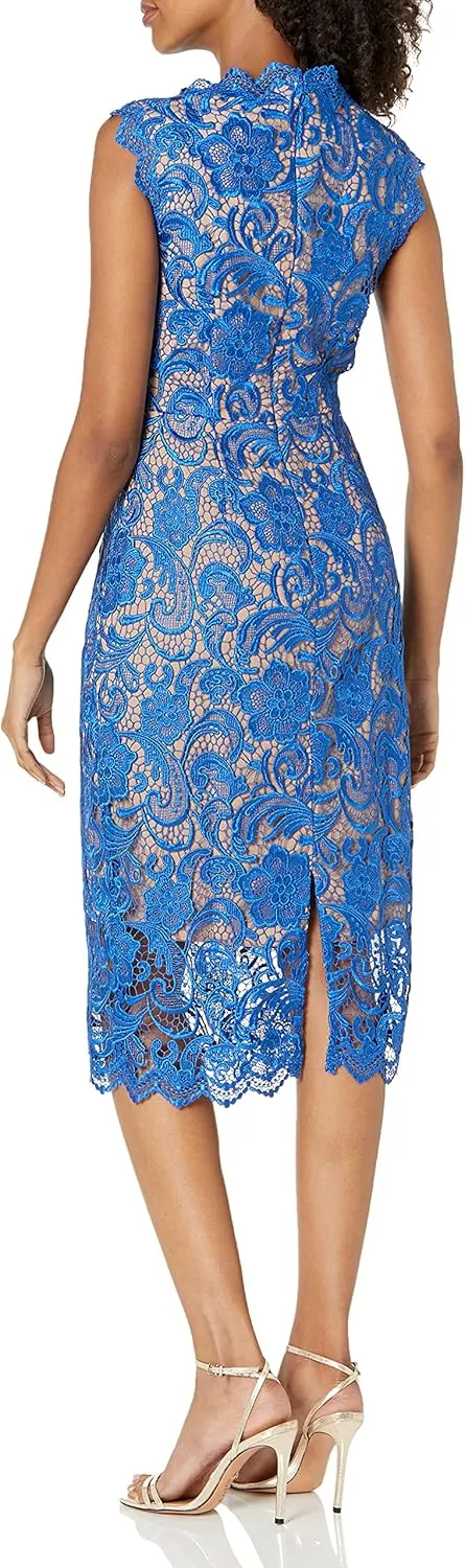 Dress the Population Women's Claudette Lace Sheath Midi Dress