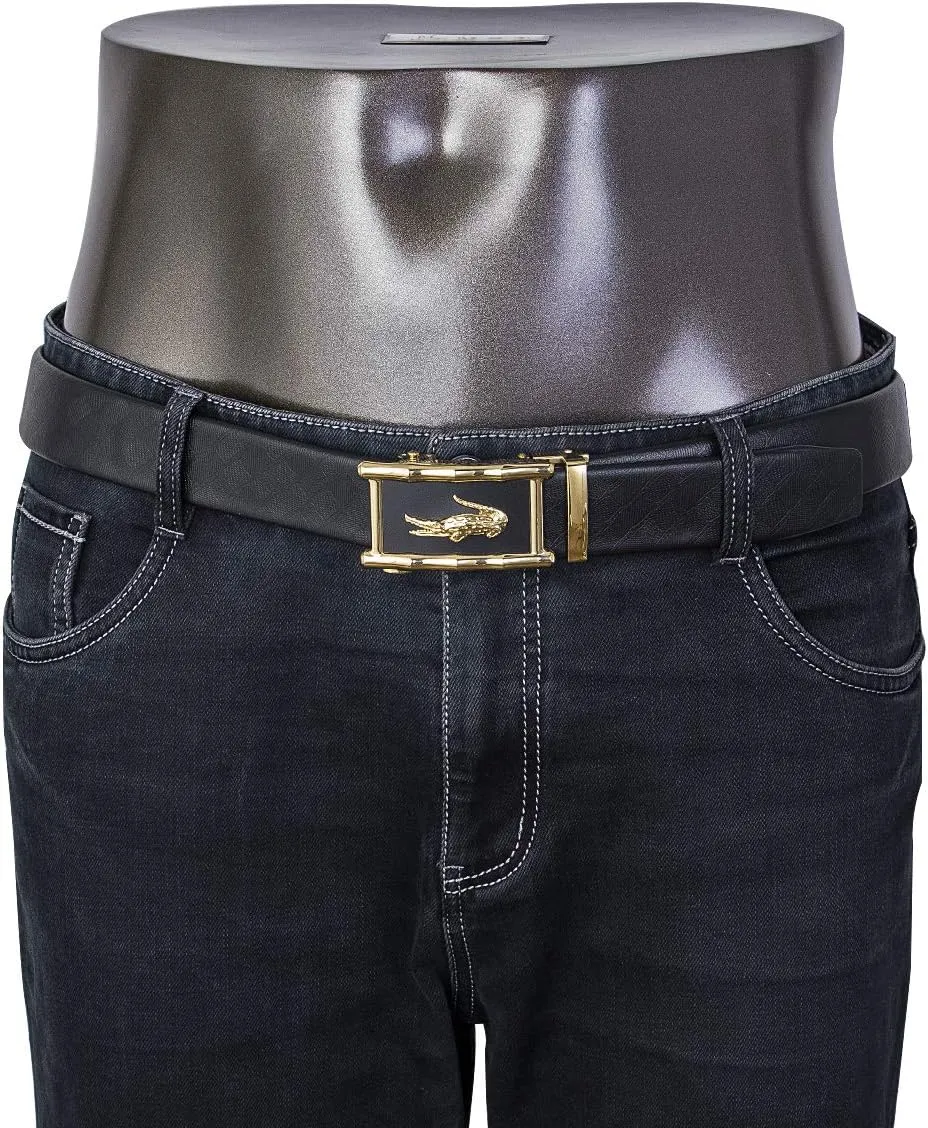 Dubulle Designer Mens Belts, Sliding Automatic Buckle Ratchet Dress Belt TOP Genuine Leather Strap Gifts