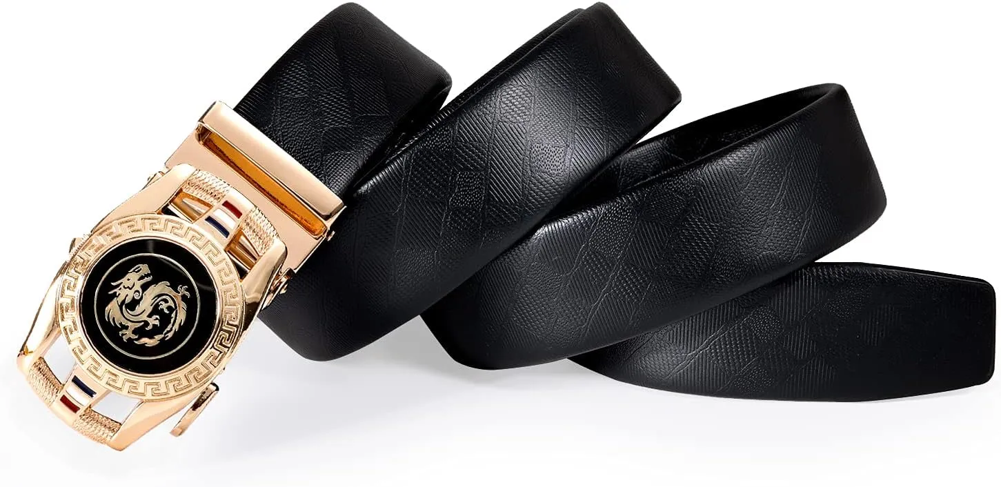 Dubulle Designer Mens Belts, Sliding Automatic Buckle Ratchet Dress Belt TOP Genuine Leather Strap Gifts