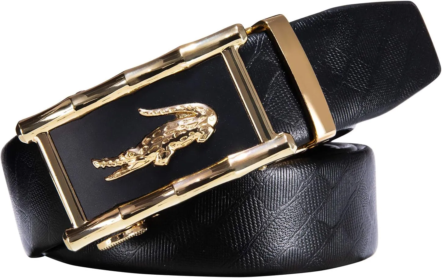 Dubulle Designer Mens Belts, Sliding Automatic Buckle Ratchet Dress Belt TOP Genuine Leather Strap Gifts