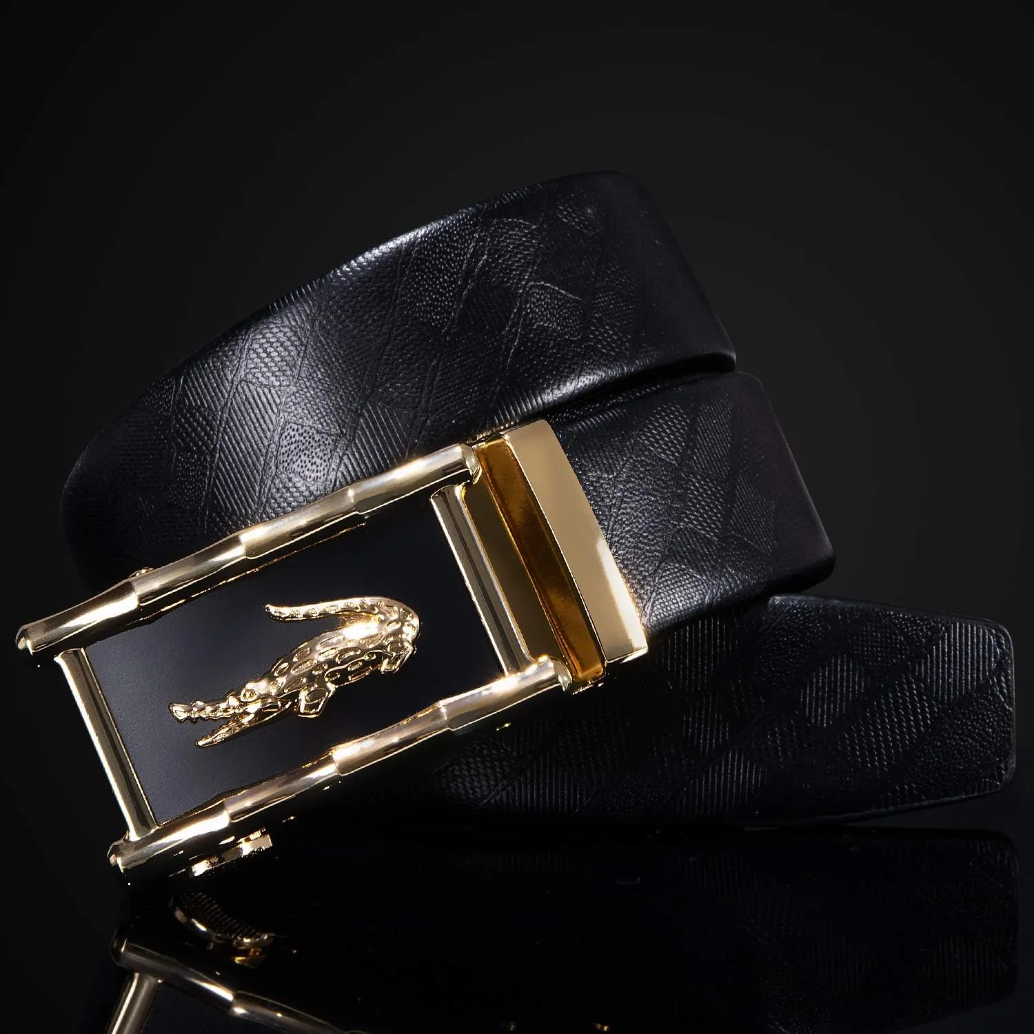 Dubulle Designer Mens Belts, Sliding Automatic Buckle Ratchet Dress Belt TOP Genuine Leather Strap Gifts