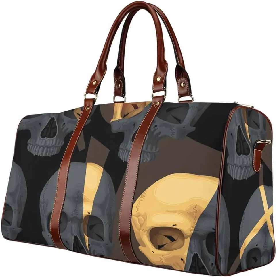 Duffle Bag For Travel Golden Skull Foldable Travel Duffel Bag Tote Carry On Luggage Bag(Type-4,18.62"x 8.5"x 9.65")