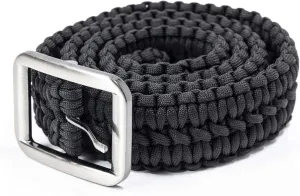 EDC Survival 550 Paracord Belt with Stainless Steel Buckle, 52 inch (Universal Fit, 3 colors)