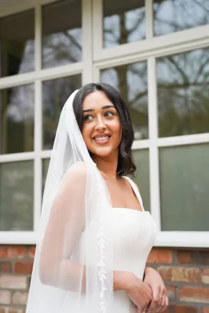 EDEN | Perfect Bridal Company | Lace leaf embroidered edge veil | PBV9056