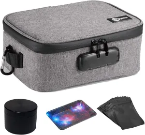 Egooz Large Smell Proof Containers Box Case with 3 Items - Waterproof Smell Proof Stash Bags with Combination Lock for Home and Travel Use, Grey