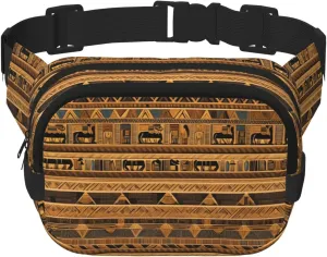 Egyptian frescoes print Crossbody Bag Unisex - Square Double Layer Waist Bag Everywhere Fanny Pack Purse with Adjustable Strap