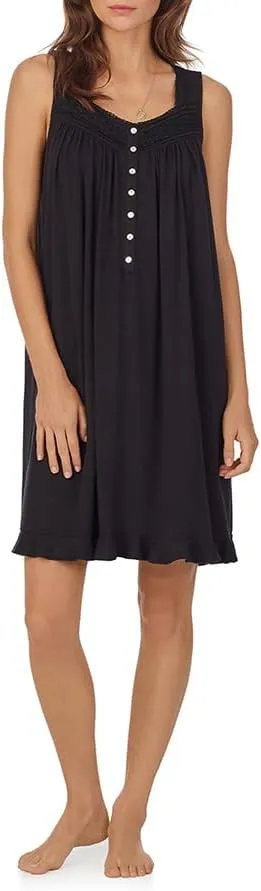 Eileen West Short Nightgown for Women - Eileen Soft Tencel Modal 36" Sleeveless Sleep Dress - Iconic Black, Medium