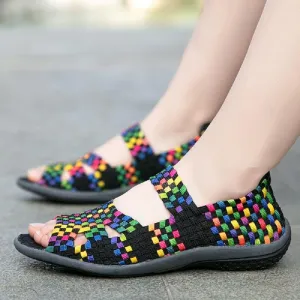 Elastic Belt Casual Women Shoes,Elastic Belt Sports Sandals Women's Summer Bohemian Beach Shoes Fish Mouth Open Toe Sandals Casual Walking Shoes Work Slip-on Sneakers