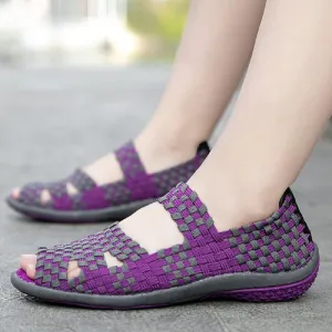 Elastic Belt Casual Women Shoes,Elastic Belt Sports Sandals Women's Summer Bohemian Beach Shoes Fish Mouth Open Toe Sandals Casual Walking Shoes Work Slip-on Sneakers
