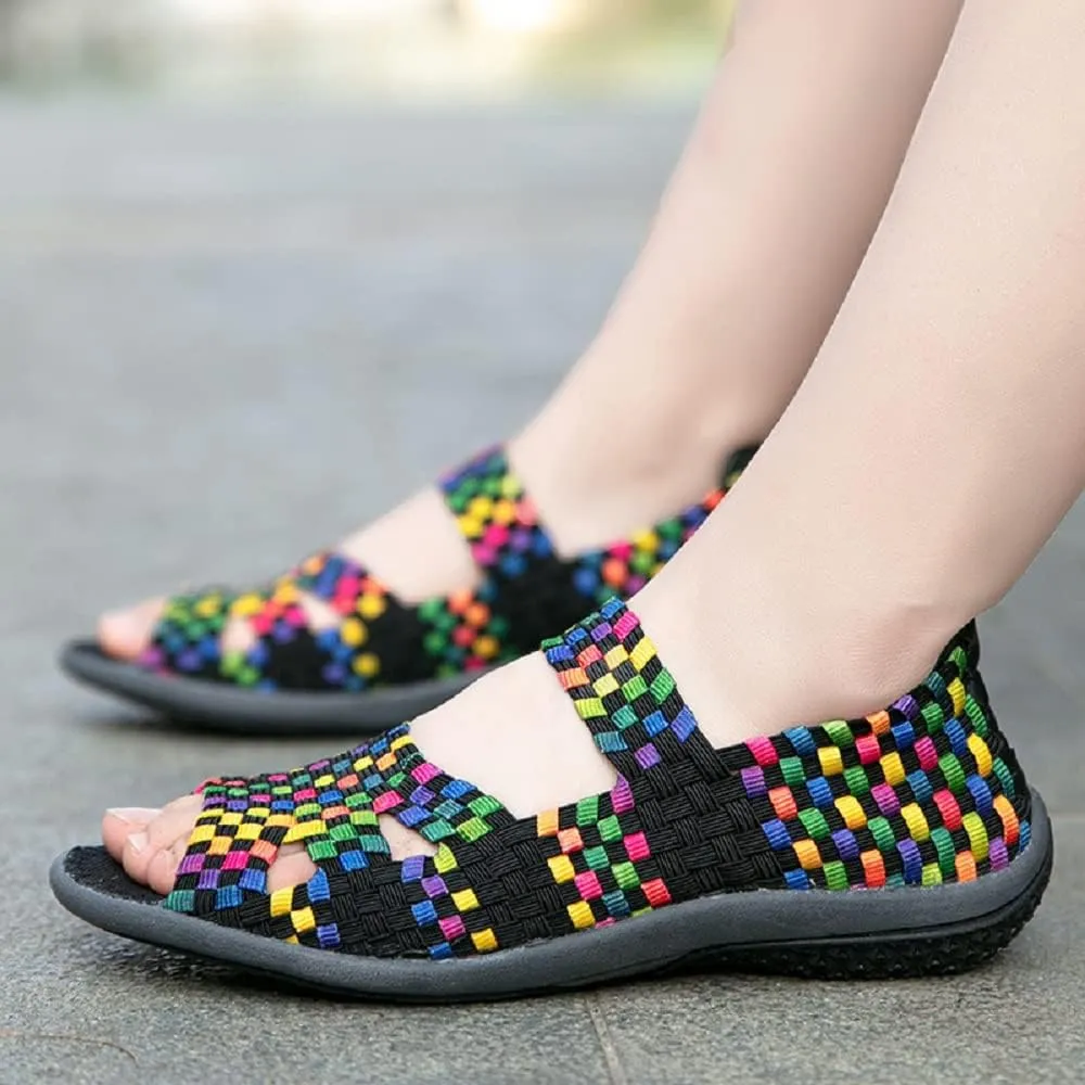 Elastic Belt Casual Women Shoes,Elastic Belt Sports Sandals Women's Summer Bohemian Beach Shoes Fish Mouth Open Toe Sandals Casual Walking Shoes Work Slip-on Sneakers
