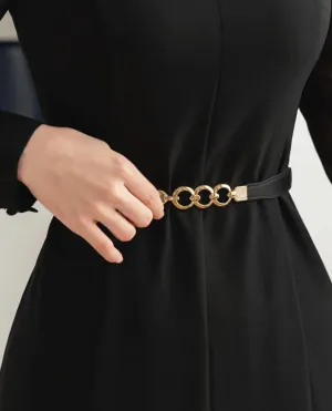 Elegant Feminine Gold Circle Elastic Belt